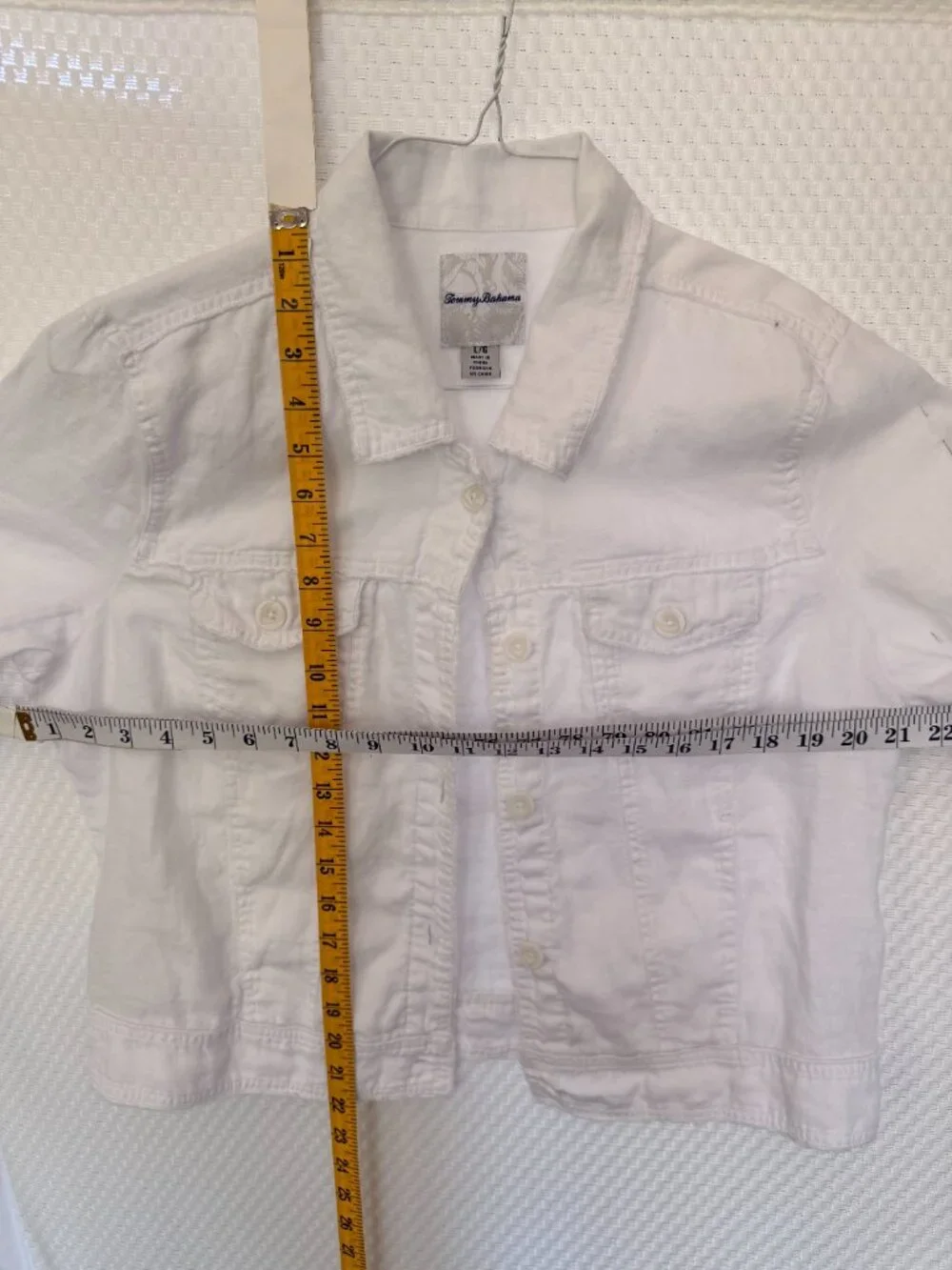 TOMMY BAHAMA WHITE LINEN JEAN JACKET STYLING JACKET SIZE L - Picture 7 of 10